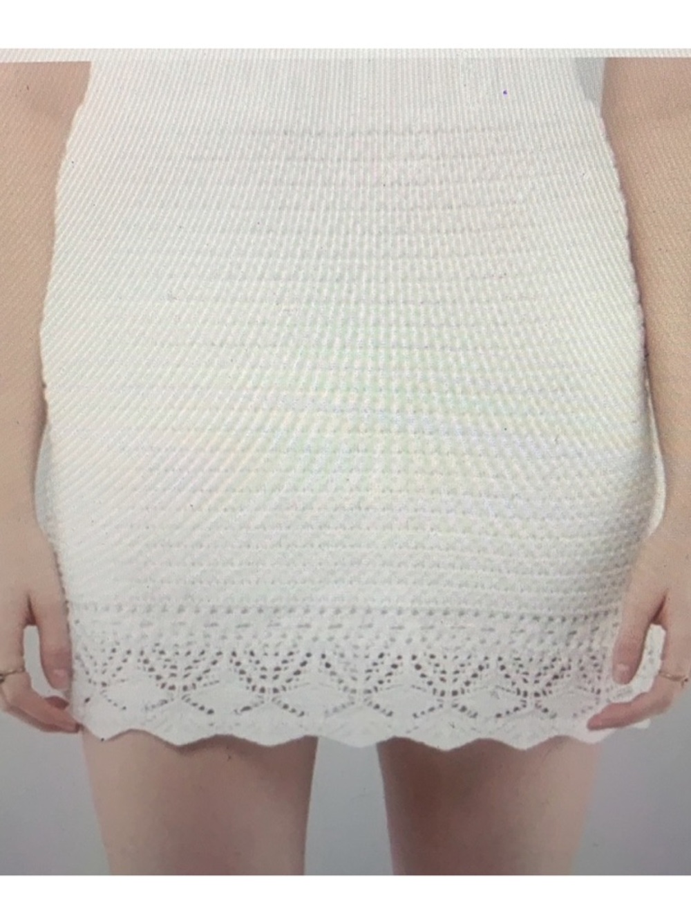 Hollister White Crochet Mini Skirt with Scalloped Hem